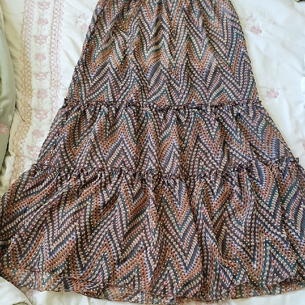 Olive & Oak Chevron A-Line Skirt - Black and Brown